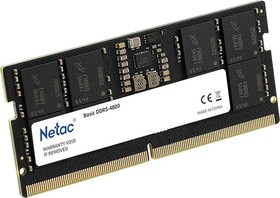 Фото 1/5 Модуль памяти Netac Basic SODIMM 16GB DDR5-4800(NTBSD5N48SP-16)