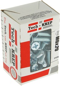 Фото 1/3 Винт DIN965 с потайной головкой оцинк. М6х20 (100 шт) - коробка с ок. ( 0,457 кг) | 105241 | Tech-KREP