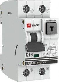 Фото 1/8 Выключатель автоматический дифференциального тока АВДТ-63 1п+N 16А C 30мА тип A PROxima (электронный) | DA63-16-30e | EKF