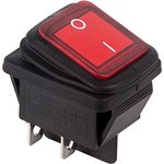 06-0307-C, Выключатель клавишный 250V 15А (4с) ON-OFF красный с подсветкой ...