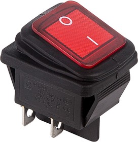 Фото 1/10 06-0307-C, Выключатель клавишный 250V 15А (4с) ON-OFF красный с подсветкой ВЛАГОЗАЩИТА (RWB-507) (в