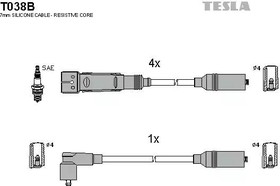 T038B, Комплект проводов_Audi 80 1.6-2.0i 85-94, Bremi 274