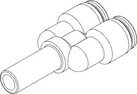 QSY-8H-6-B, QSY Series Y Tube-to-Tube Adaptor, Push In 8 mm to Push In 6 mm, Tube-to-Tube Connection Style, 133147