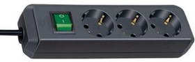 1152300015, Outlet Strip Eco-Line 3x DE Type F (CEE 7/3) Socket - DE Type F (CEE 7/4) Plug Black 1.5m