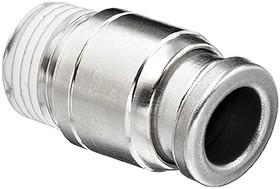 KQG2S07-N01S, KQG2 Series Straight Threaded Adaptor, NPT 1/8 Male to Push In 1/4 in, Threaded-to-Tube Connection Style