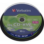 Оптический диск CD-RW VERBATIM 700Мб 12x, 10шт., cake box [43480]