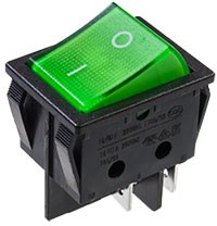 Фото 1/3 RS606B-201A012CG1B, R595BGNBT2-G GREEN LED переключатель клавишный 2хON-OFF с зеленой подсветкой 250