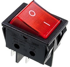 Фото 1/2 RS606B-201N012CR1B, замена R595BRBT2-G RED LED переключатель клавишный Rocker switch, ON-OFF, red l