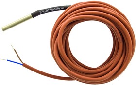Фото 1/2 DS18B20-IP67-6 (2-wire) (гильза 49,7 х 6 мм), Герметичный датчик температуры DS18B20, IP67, двухпроводный, кабель 6 м