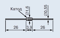 BZX55C2V4, Стабилитрон, 0,5Вт 2,4В, 5мА