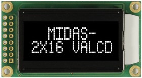 MC20805A12W-VNMLW, Буквенно-цифровой ЖКД, 8 x 2, Белый на Черном, 5В, Параллельный, Английский, Японский, Передающий