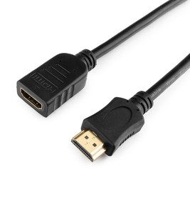 Фото 1/4 Кабель-удлинитель HDMI Cablexpert CC-HDMI4X-6, 19M/19F, v2.0, позол.разъемы, экран, 1.8м, черный, пакет