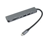Адаптер Type C на HDMI, PD+, USB 3.0*2 + SD/TF для MacBook серебро