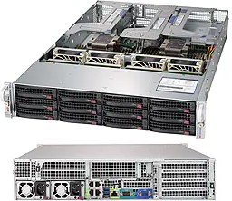 Платформа системного блока SuperMicro BadPack SYS-6029U-E1CR4 2U, 2xLGA3647, 24xDDR4, 12x3.5/2.5 Exp., iC621, 4x1GbE, IPMI, 2x1300W, 1xPCI 2