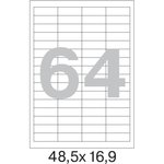 Самоклеящиеся этикетки 48,5x16,9 мм, 64 шт. на листе, белые, 100 л. в уп. 73579