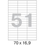 Этикетки самоклеящиеся 70x16,9 мм 51 штука на листе белые, 100 л.в уп., 73641