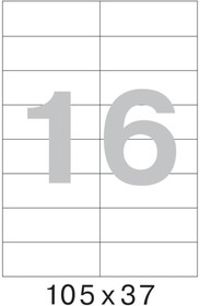 Фото 1/2 Самоклеящиеся этикетки 105x37 мм, 16 шт. на листе, белые, 100 л. в уп. 73570