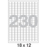Самоклеящиеся этикетки 18x12 мм, 230 шт. на листе, белые, 100 л. в уп. 73582