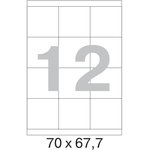 Самоклеящиеся этикетки 70x67,7 мм, 12 шт. на листе, белые, 100 л. в уп. 73624