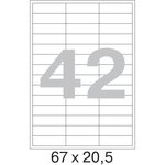 Самоклеящиеся этикетки 67x20,5 мм, 42 шт. на листе, белые, 100 л. в уп. 73640