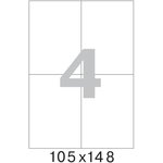 Самоклеящиеся этикетки 105x148 мм, 4 шт. на листе, белые, 25 л. в уп. 75188