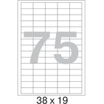 Самоклеящиеся этикетки 38x19 мм, 75 шт. на листе, белые, 100 л. в уп. 73648