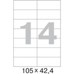 Самоклеящиеся этикетки 105x42,4 мм, 14 шт. на листе, белые, 100 л. в уп. 73623