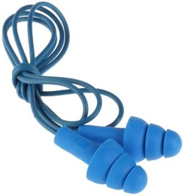 Фото 1/3 TR-01-100, Blue Reusable Corded Ear Plugs, 29dB Rated, Metal Detectable, 1 Pairs