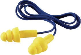 Фото 1/3 UF-01-000, Blue, Yellow Reusable Corded Ear Plugs, 29dB Rated, 50 Pairs