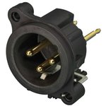 NC3MAV, Гнездо, XLR, "папа", PIN: 3, THT, черный, 6А, 19,8x19,8мм