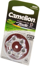 Camelion Zinc-Air A312-BP6(0% Hg) BL6, Элемент питания