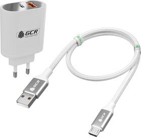 GCR-52960, GCR Комплект сетевое зарядное устройство 36W USB TypeA + TypeC, PD18W + Quick Charge 3.0 + кабель QC
