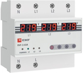 Фото 1/10 Реле выбора фаз с дисплеем RVF-3-63А PROxima EKF RVF-3-63a