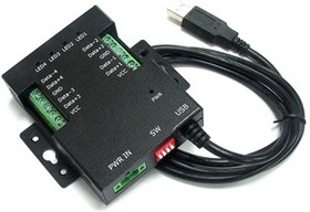 Фото 1/2 USB-4485-M, 4-портовый преобразователь USB в RS-485 с выходом питания, крепление на DIN-рейку