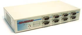 USB2-8COMi-RM, 8-портовый преобразователь USB в RS-232/422/485 в мет. корпусе, с возможностью установки в 19" стойк
