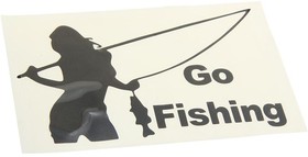 073088, Наклейка виниловая вырезанная "GO Fishing" 10х16см черная AUTOSTICKERS