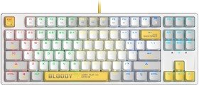 Клавиатура A4TECH Bloody S87 Energy, USB, белый желтый [s87 usb energy white]