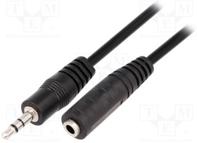CV202-015-PB, Cable; Jack 3.5mm socket,Jack 3.5mm plug; 1.5m; black; PVC