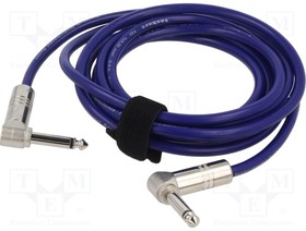 TK113PSF-B, Cable; Jack 6.3mm 2pin angled plug,both sides; 3m; blue; 0.5mm2