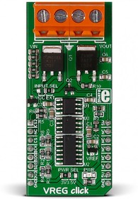 MIKROE-2443, VREG Click LDO Voltage Regulator for LM317-M, MCP3204, MCP4921