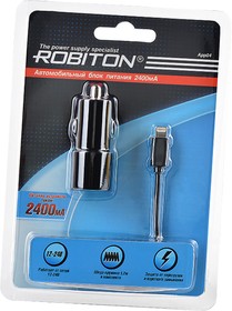 Фото 1/2 ROBITON App04 Car Charging Kit 2.4A iPhone/iPad (12-24V) BL1, Адаптер/блок питания автомобильный
