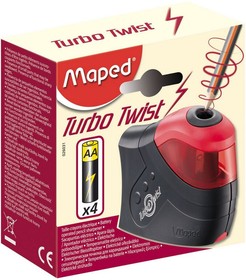 Фото 1/8 Точилка Maped TURBO TWIST электрич,с контейнером,1 отв,черно-красный,26031