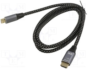 KABH AL-06, Cable; HDMI 2.1; HDMI plug,both sides; textile; 1.5m; black; 30AWG