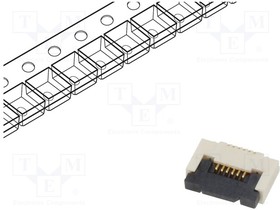 FFC2B35-06-G, FFC & FPC Connectors .5mm SideEntry Flat Flex Cbl Conn 6P Au