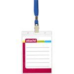 Бейдж Attache 120х87мм (81х102мм), вертик.,металл зажим,тесьма син. 10шт/уп