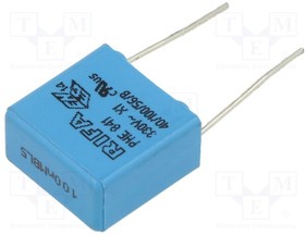 Фото 1/2 PHE841EB6100MR17T0, Capacitor: polypropylene; 100nF; 18x17.5x9.5mm; THT; ±20%; 15mm