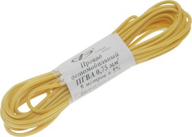 ПГВА-5-0.75(ж), Провод монтажный ПГВА 5м (сечение 0.75 кв.мм) желтый АЭНК