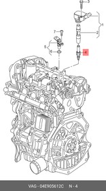 Фото 1/4 04E905612C, Свеча зажигания Audi Q3 2012  Skoda Octavia (A7) 2013  Skoda Yeti 2009