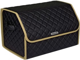 Сумка органайзер в багажник черная нить бежевый кант логотип S-LINE VC801_бежевый