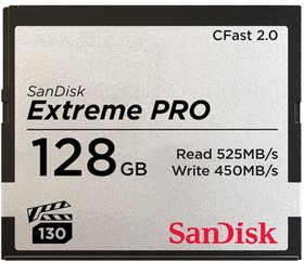 Фото 1/2 Карта памяти SanDisk Extreme PRO CFast 2.0 525/450 MB/s 128GB (3500x) (SDCFSP-128G-G46D)